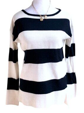 Vince Sweater Striped Black Cream Cashmere Blend (XS)